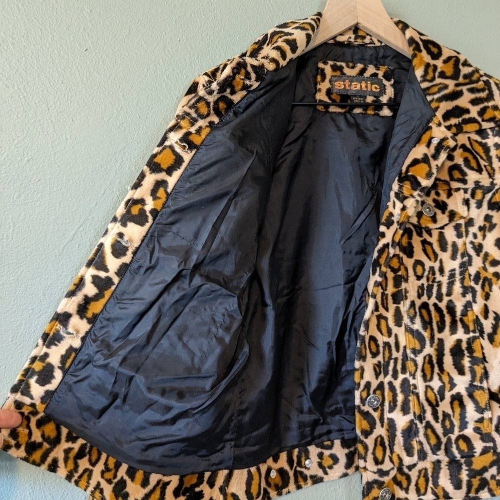 Y2k Static Leopard Print Cropped Jacket Size S - image 6